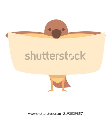 Sparrow with banner icon cartoon vector. Small flight. Bird tree