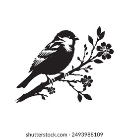 Sparrow bird Ilustración vectorial de silueta negra