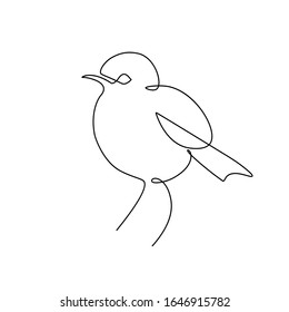 Sparrow bird in continuous line art drawing style. Minimalist black linear sketch isolated on white background. Vector illustration