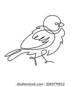 Sparrow bird in continuous line art drawing style. Black linear sketch isolated on white background. Vector illustration