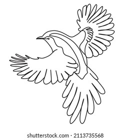 Sparrow bird in continuous line art drawing style. Minimalist black linear sketch isolated on white background. Vector illustration