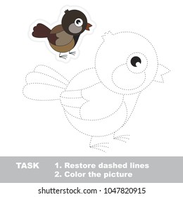 Sparrow Bird. Dot to dot educational game for kids.
