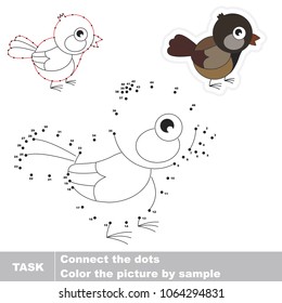 sparrow bird. Dot to dot educational game for kids.