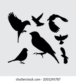 sparrow bird eagle albatros silhouette set logo icon vector design inspiration