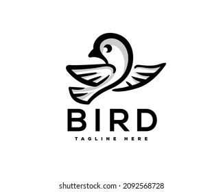sparrow bird flying drawn art logo template illustration