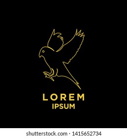 sparrow bird gold outline silhouette black logo icon design vector illustration