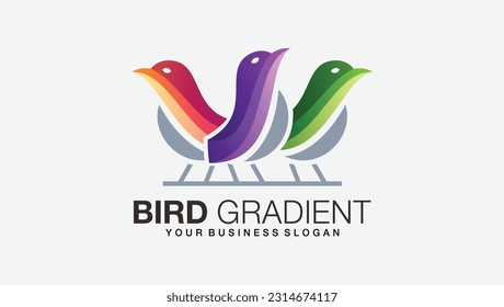 Sparrow or bird in gradient color style logo design template
