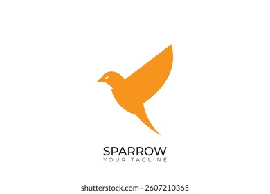 Sparrow bird logo design, sparrow bird silhouette design with orange color