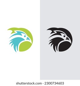 sparrow bird logo design template sign. solid and stylish silhouette.
