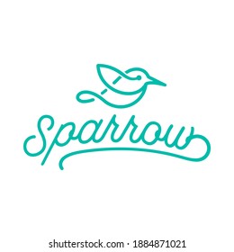 sparrow bird logo vector line outline monoline icon mark symbol illustration