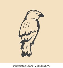 sparrow Bird Retro vector Stock Illustration