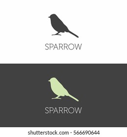 Sparrow bird sign icon logo on a white and dark background
