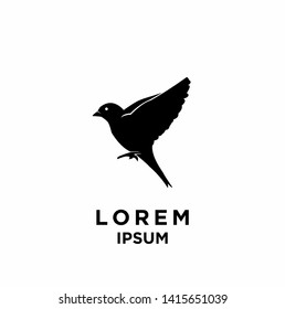sparrow bird silhouette black silhouette logo icon design vector illustration