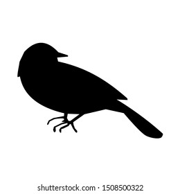 Sparrow black bird silhouette. Vector