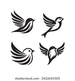 Sparrow Black and Write Vactor set illustration use logo, t-shirt