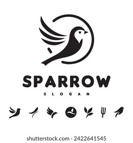 Sparrow Black and Write Vactor set illustration use logo, t-shirt