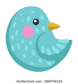Sparrow with blue plumelets, avian creature with plumage. Isolated icon of bird looking aside, birdie with beak and blush. Parrot in zoo or reservation park, wilderness and wildlife vector in flat