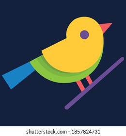 Sparrow design with the colors of Pink, yellow, green, blue and purple.