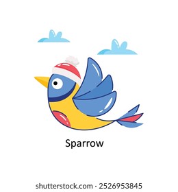 Sparrow doodle vector outline Sticker. EPS 10 file