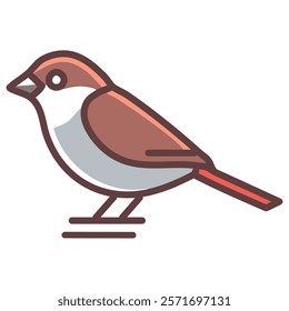 Sparrow flat icon. Bird vector illustration isolated on white.