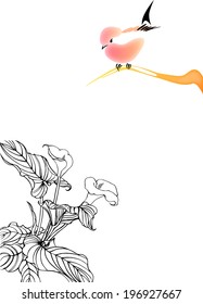 sparrow and flower