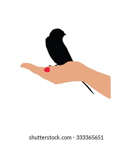 sparrow in hand vector i colorful