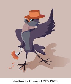 Un gorrión en un sombrero camina con un diente de león