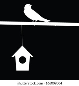 sparrow and house vector illustration