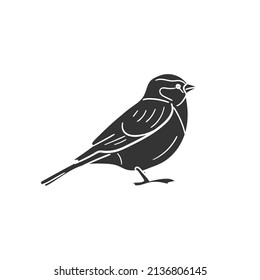 Sparrow Icon Silhouette Illustration. Bird Small Fauna Vector Graphic Pictogram Symbol Clip Art. Doodle Sketch Black Sign.