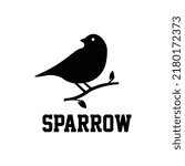 Sparrow illustration vector design with black and white color theme for logo and icon
