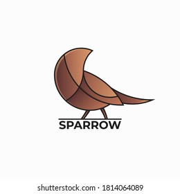 Sparrow logo design. Vector illustration of abstract small brown bird isolated on white background