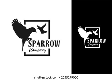 Sparrow Logo in Square icon emblem badge design inspiration