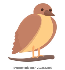 Sparrow on branch icon cartoon vector. Tree bird. Cute fly