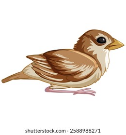 Sparrow on a white background. Vector illustration of a bird