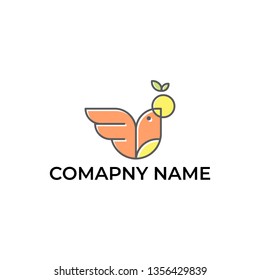 Sparrow and orange logo design