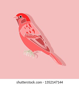 sparrow paper sticker on stylish background