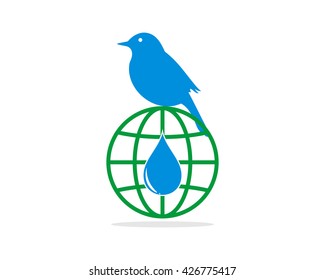 sparrow parakeets bird silhouette globe image vector
