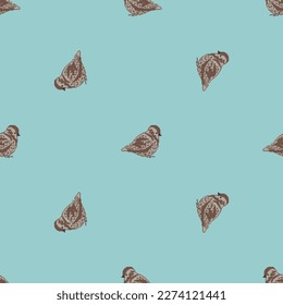 Sparrow pattern seamless. Small bird background. Baby fabric texture