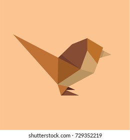 Sparrow Polygonal origami illustration in the minimalism of modern quality design art
