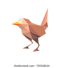 sparrow in polygonal style from the faces voluminous stylish abstract flat sign logo art