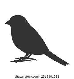 Sparrow Silhouette Illustration, Small Bird Sketch, Isolated