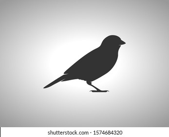 Sparrow Silhouette on White Background. Isolated Vector Animal