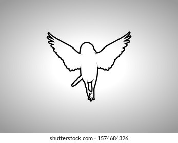 Sparrow Silhouette on White Background. Isolated Vector Animal
