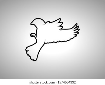 Sparrow Silhouette on White Background. Isolated Vector Animal