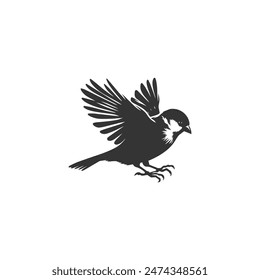 Sparrow silhouette vector art illustration