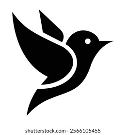 Sparrow Silhouette Vector: Elegant black sparrow in flight with detailed wings. Perfect for nature, birdwatching, and decorative designs.