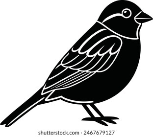 Sparrow silhouette vector illustration. Sparrow silhouette vector illustration captures the grace of this iconic bird in a striking, minimalist design perfect for graphic projects.