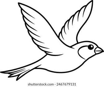 Sparrow silhouette vector illustration. Sparrow silhouette vector illustration captures the grace of this iconic bird in a striking, minimalist design perfect for graphic projects.