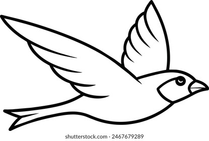 Sparrow silhouette vector illustration. Sparrow silhouette vector illustration captures the grace of this iconic bird in a striking, minimalist design perfect for graphic projects.