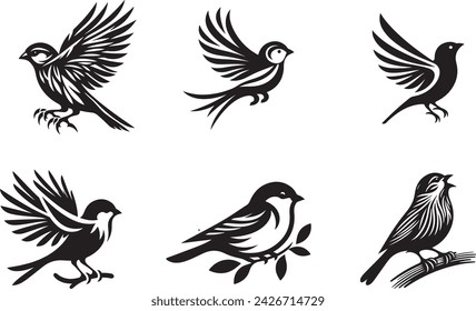 Sparrow silhouette vector illustration, a n d printable